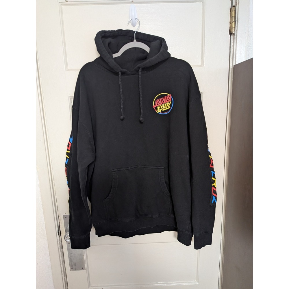 Santa Cruz Skateboards Black Graphic Logo Pullover‎ Hoodie Sweatshirt Mens XL
